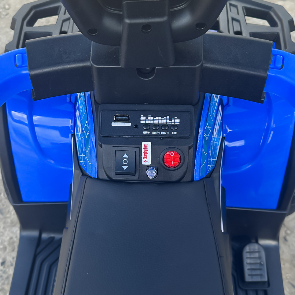 3 in 1 Electric ride-on ATV for children with handle, 30W 6V, EVA wheels, eco leather seat, premium equipped, blue [14]