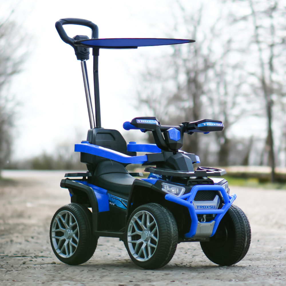3 in 1 Electric ride-on ATV for children with handle, 30W 6V, EVA wheels, eco leather seat, premium equipped, blue [11]