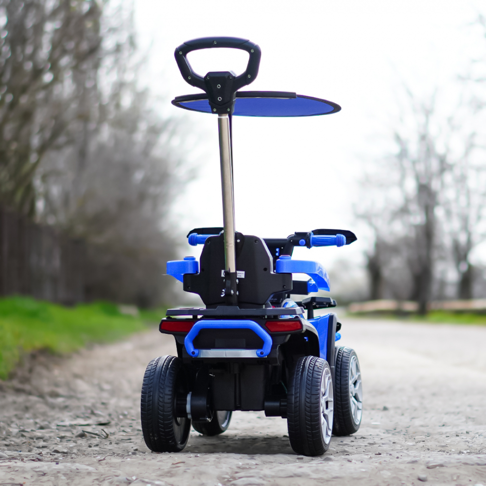 3 in 1 Electric ride-on ATV for children with handle, 30W 6V, EVA wheels, eco leather seat, premium equipped, blue [8]