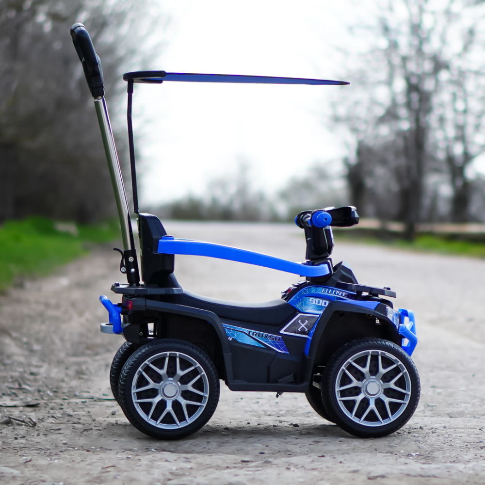 3 in 1 Electric ride-on ATV for children with handle, 30W 6V, EVA wheels, eco leather seat, premium equipped, blue [10]