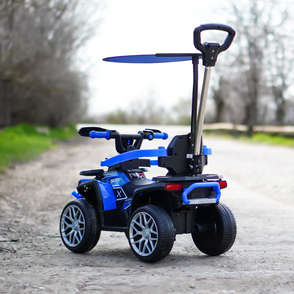 3 in 1 Electric ride-on ATV for children with handle, 30W 6V, EVA wheels, eco leather seat, premium equipped, blue [7]