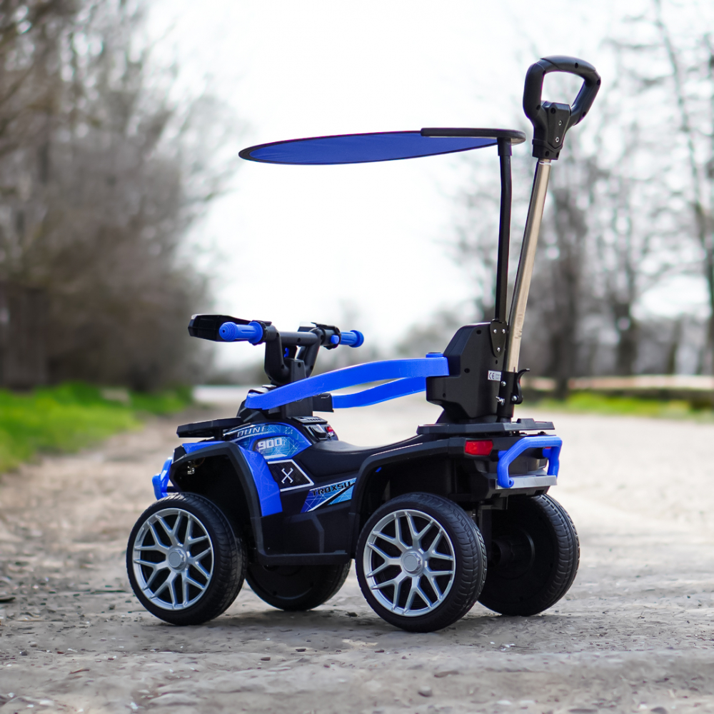 3 in 1 Electric ride-on ATV for children with handle, 30W 6V, EVA wheels, eco leather seat, premium equipped, blue [6]