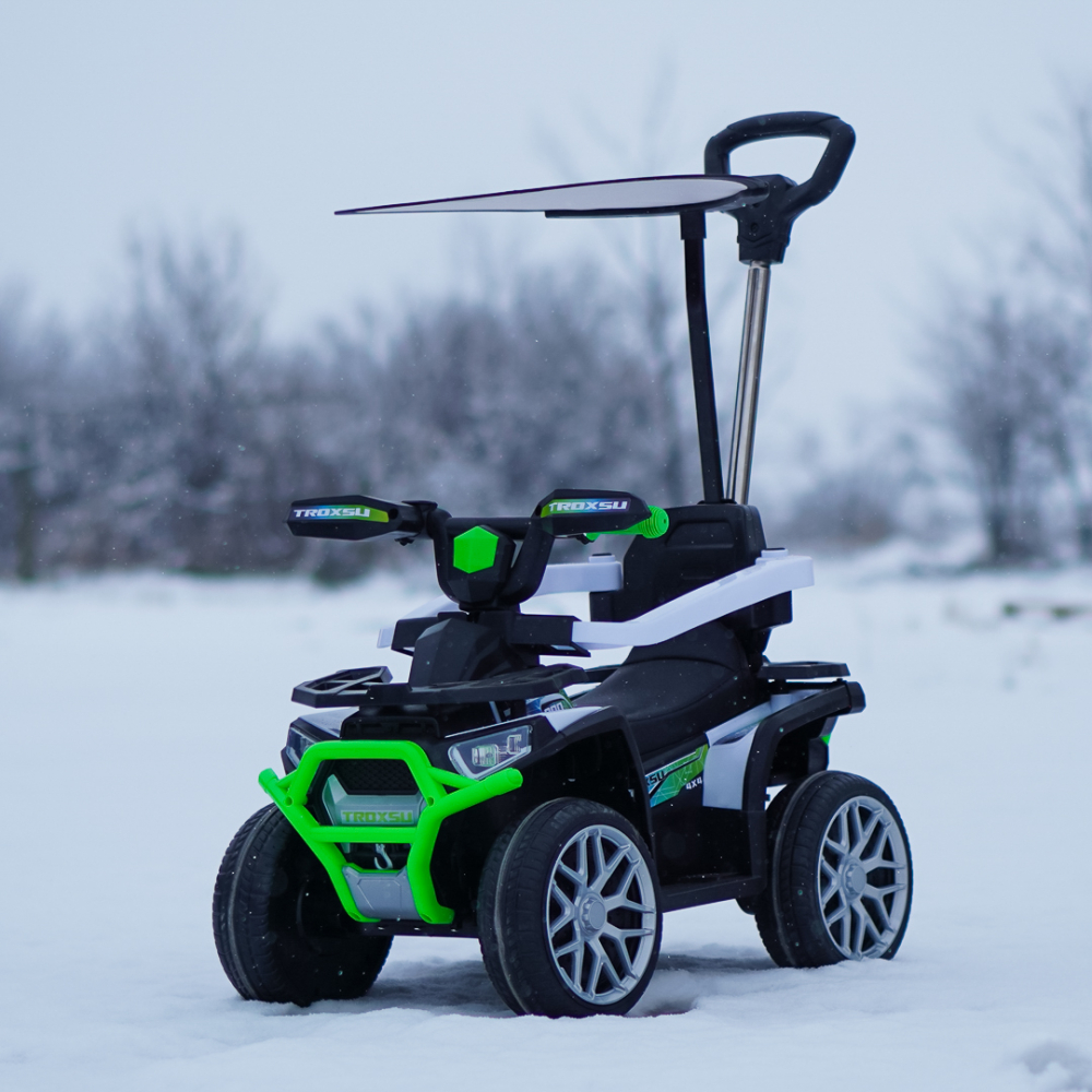 3 in 1 Electric ride-on ATV for children with handle, 30W 6V, EVA wheels, eco leather seat, premium equipped, green [2]