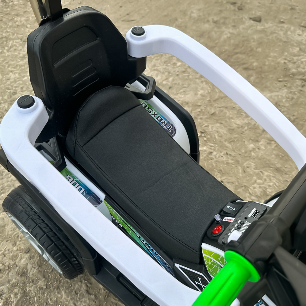 3 in 1 Electric ride-on ATV for children with handle, 30W 6V, EVA wheels, eco leather seat, premium equipped, green [11]