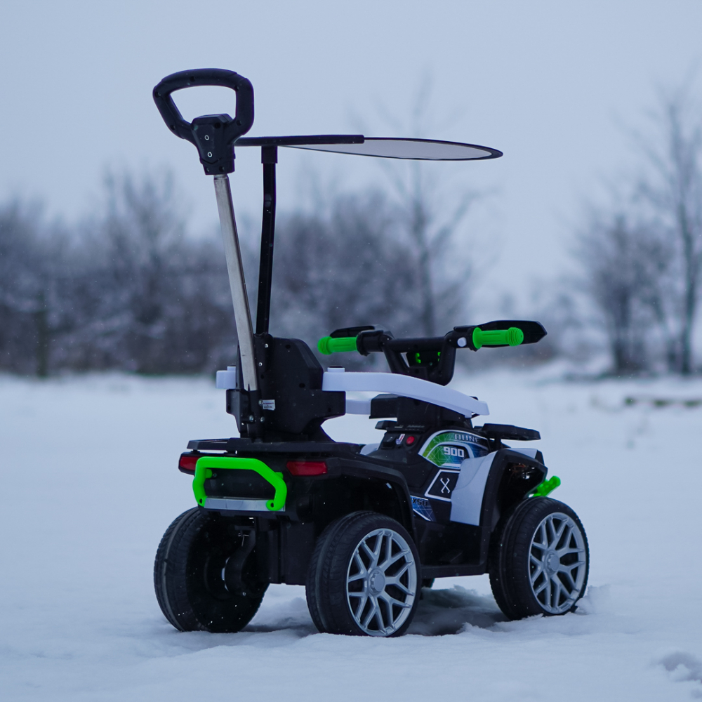 3 in 1 Electric ride-on ATV for children with handle, 30W 6V, EVA wheels, eco leather seat, premium equipped, green [5]