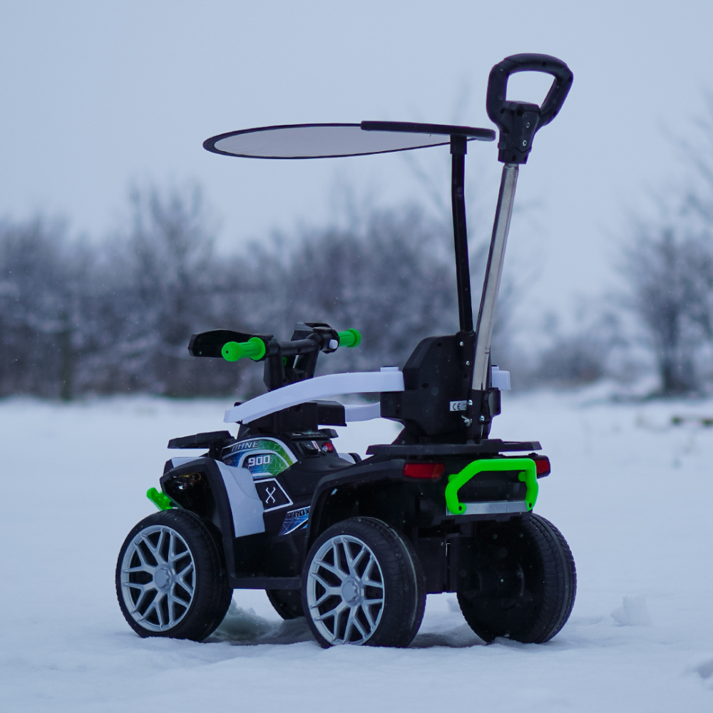 3 in 1 Electric ride-on ATV for children with handle, 30W 6V, EVA wheels, eco leather seat, premium equipped, green [4]