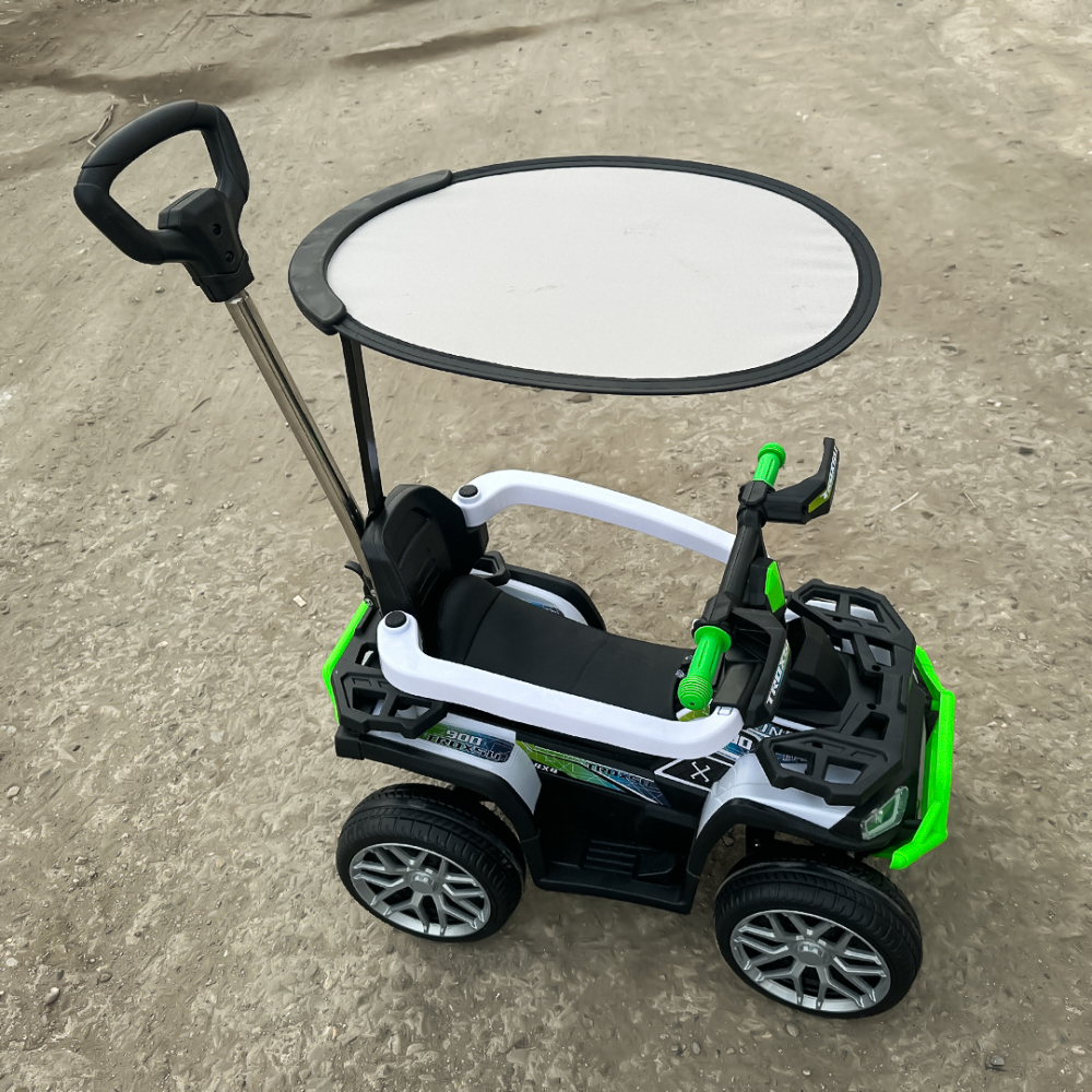 3 in 1 Electric ride-on ATV for children with handle, 30W 6V, EVA wheels, eco leather seat, premium equipped, green [12]