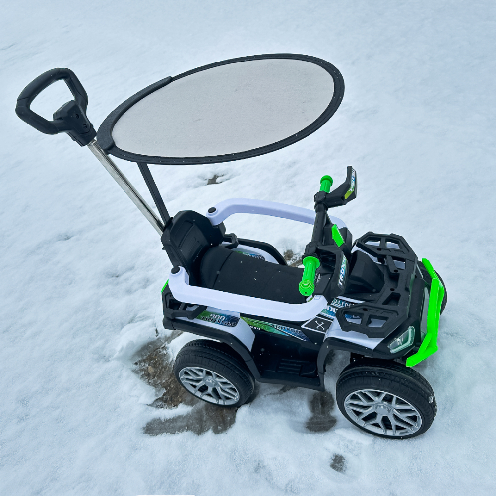 3 in 1 Electric ride-on ATV for children with handle, 30W 6V, EVA wheels, eco leather seat, premium equipped, green [9]