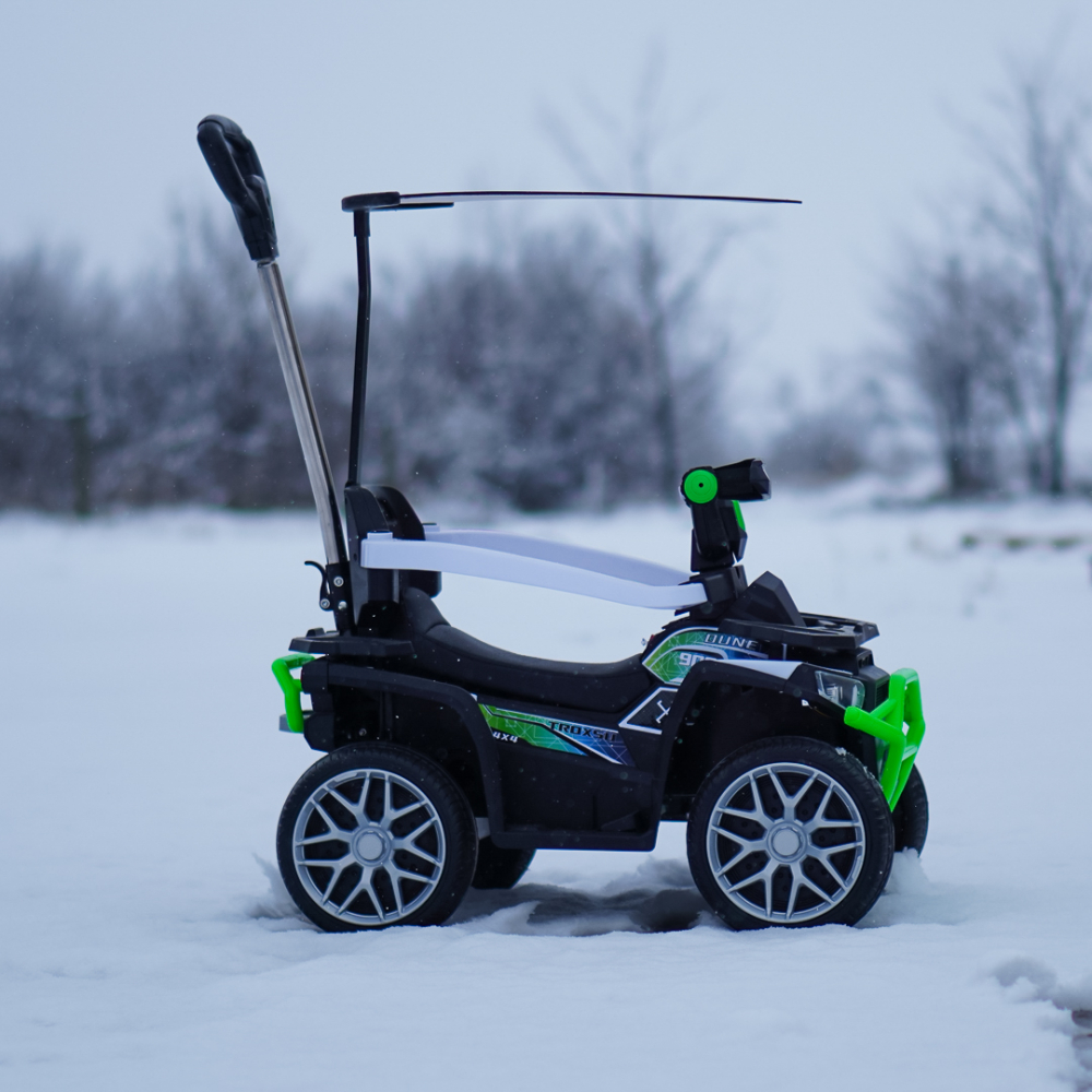 3 in 1 Electric ride-on ATV for children with handle, 30W 6V, EVA wheels, eco leather seat, premium equipped, green [6]