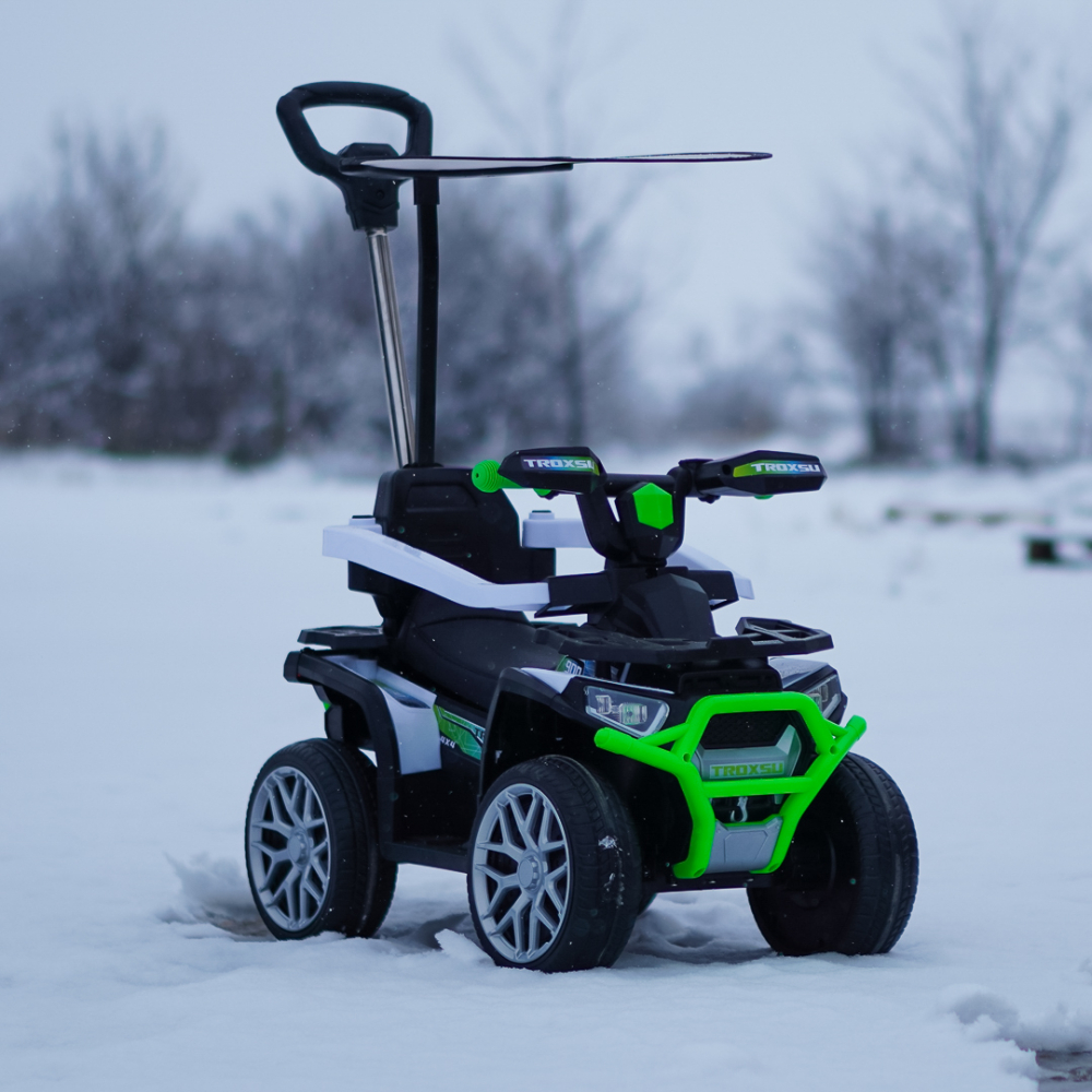 3 in 1 Electric ride-on ATV for children with handle, 30W 6V, EVA wheels, eco leather seat, premium equipped, green [7]