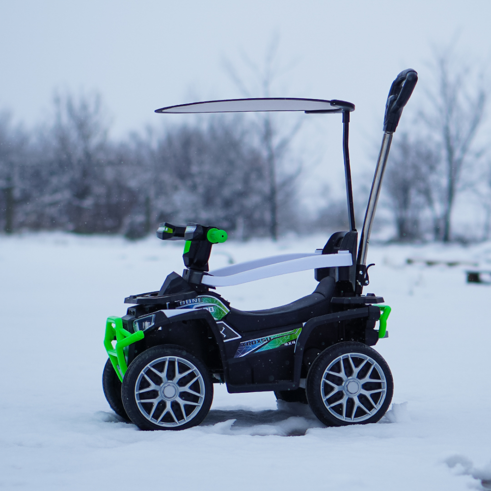 3 in 1 Electric ride-on ATV for children with handle, 30W 6V, EVA wheels, eco leather seat, premium equipped, green [3]