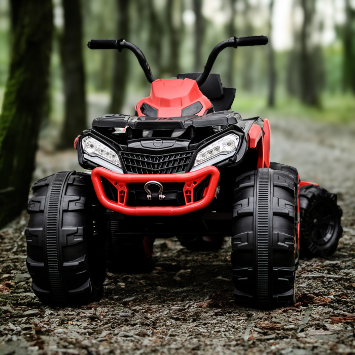 Ride-on electric ATV for children with trailer, Off-road 70W 12V, with leather seat, red [2]