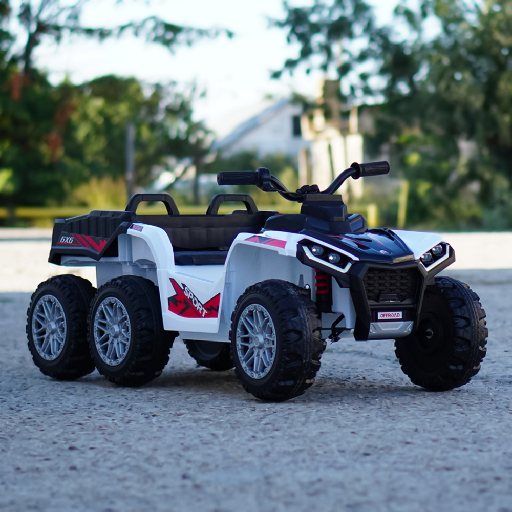 Electric ride-on ATV for children, FarmQuad 6x6, 180W, 12V 14AH, premium, white [8]