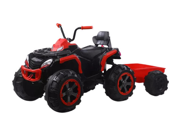 Ride-on electric ATV for children with trailer, Off-road 70W 12V, with leather seat, red [1]