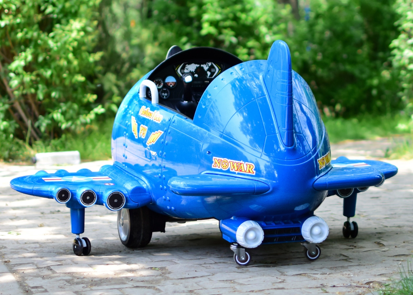 Avion electric pentru copii Eyas plane BJ20201 60W 12V, telecomanda, albastru [5]