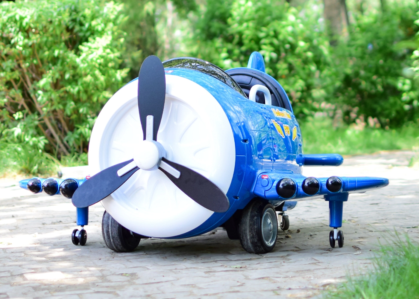 Avion electric pentru copii Eyas plane BJ20201 60W 12V, telecomanda, albastru [9]