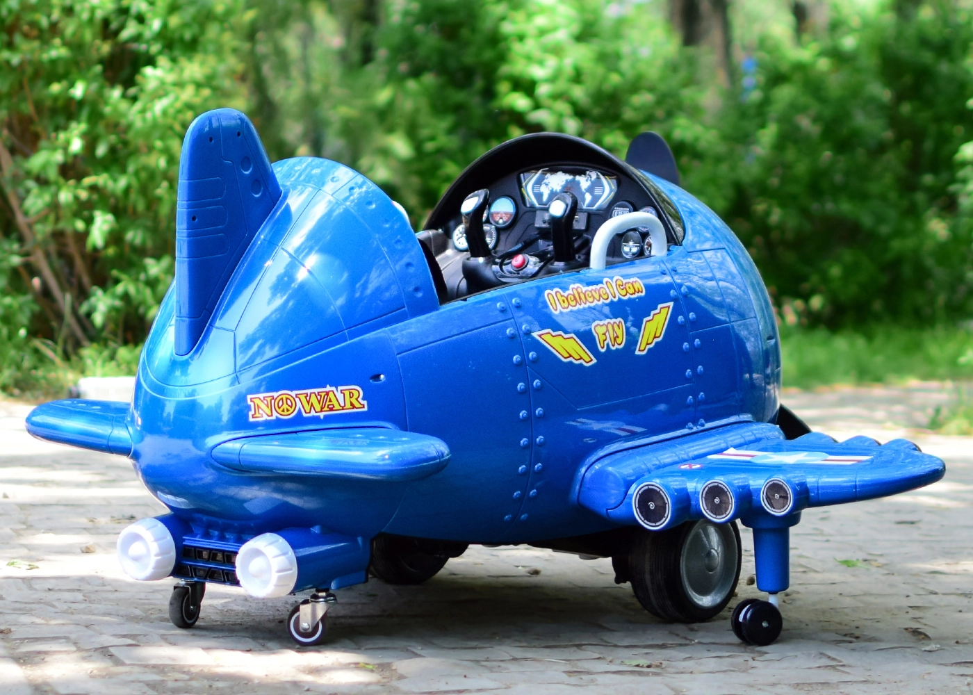 Avion electric pentru copii Eyas plane BJ20201 60W 12V, telecomanda, albastru [4]