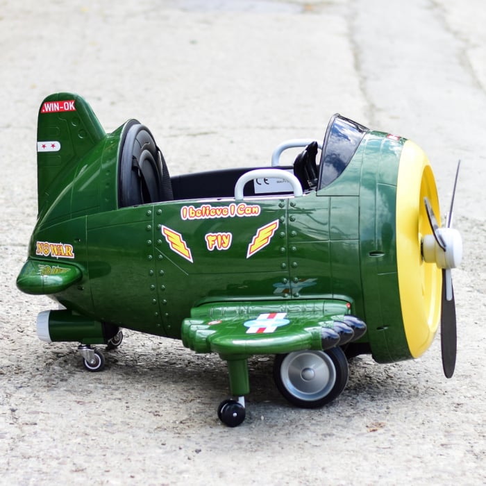 Electric ride-on plane for children Eyas BJ20201 60W 12V, remote control, green [4]