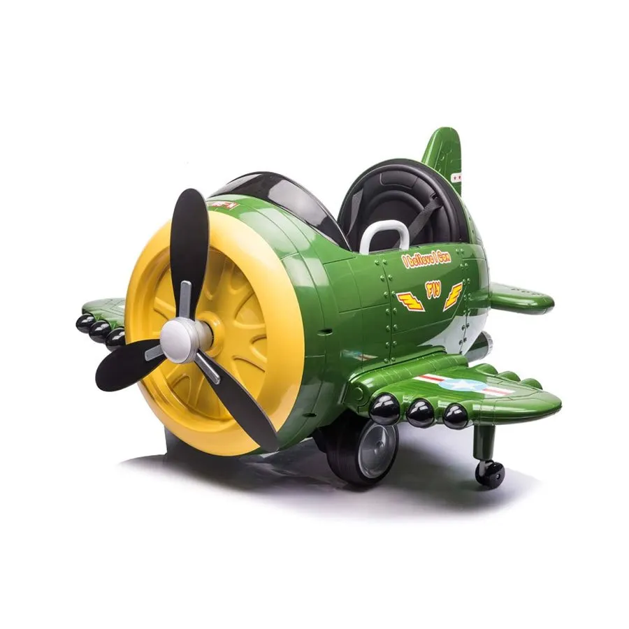 Electric ride-on plane for children Eyas BJ20201 60W 12V, remote control, green [12]