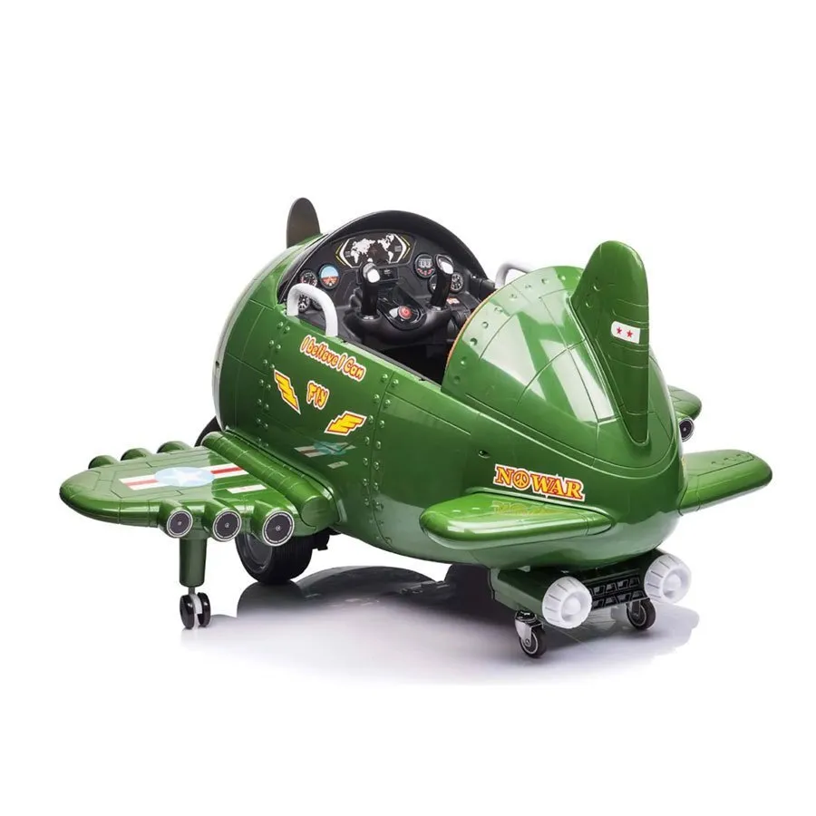 Electric ride-on plane for children Eyas BJ20201 60W 12V, remote control, green [15]