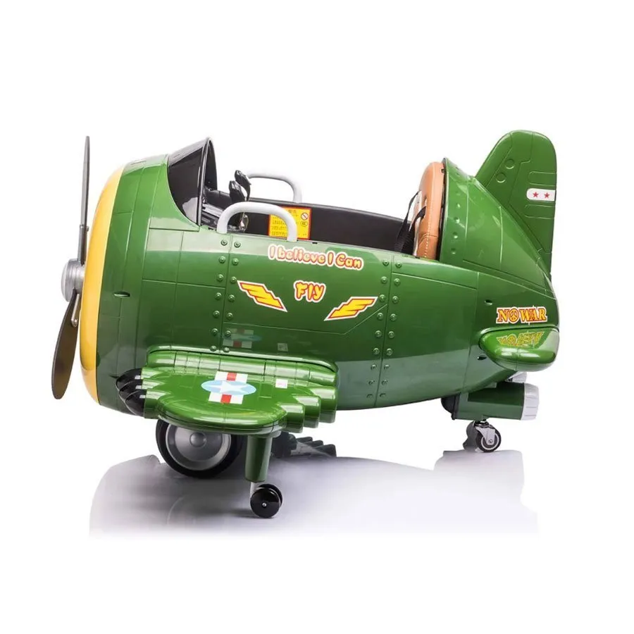 Electric ride-on plane for children Eyas BJ20201 60W 12V, remote control, green [16]