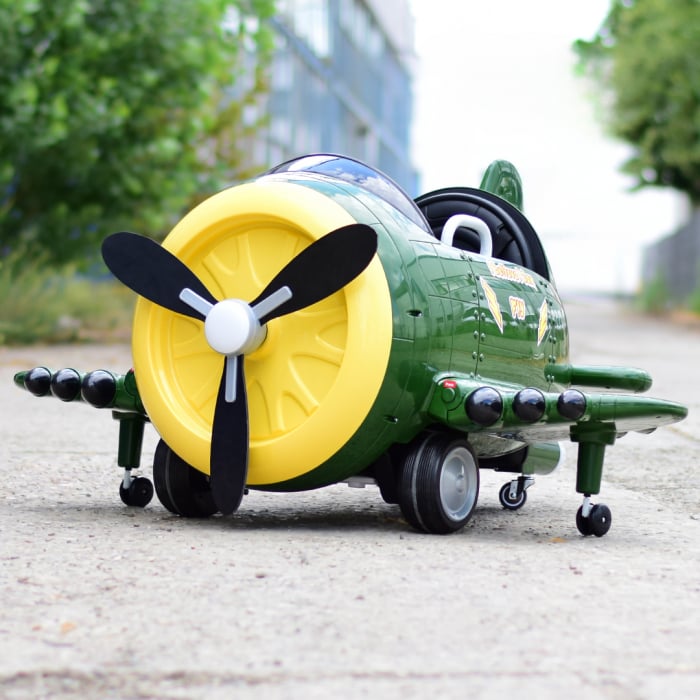 Electric ride-on plane for children Eyas BJ20201 60W 12V, remote control, green [8]