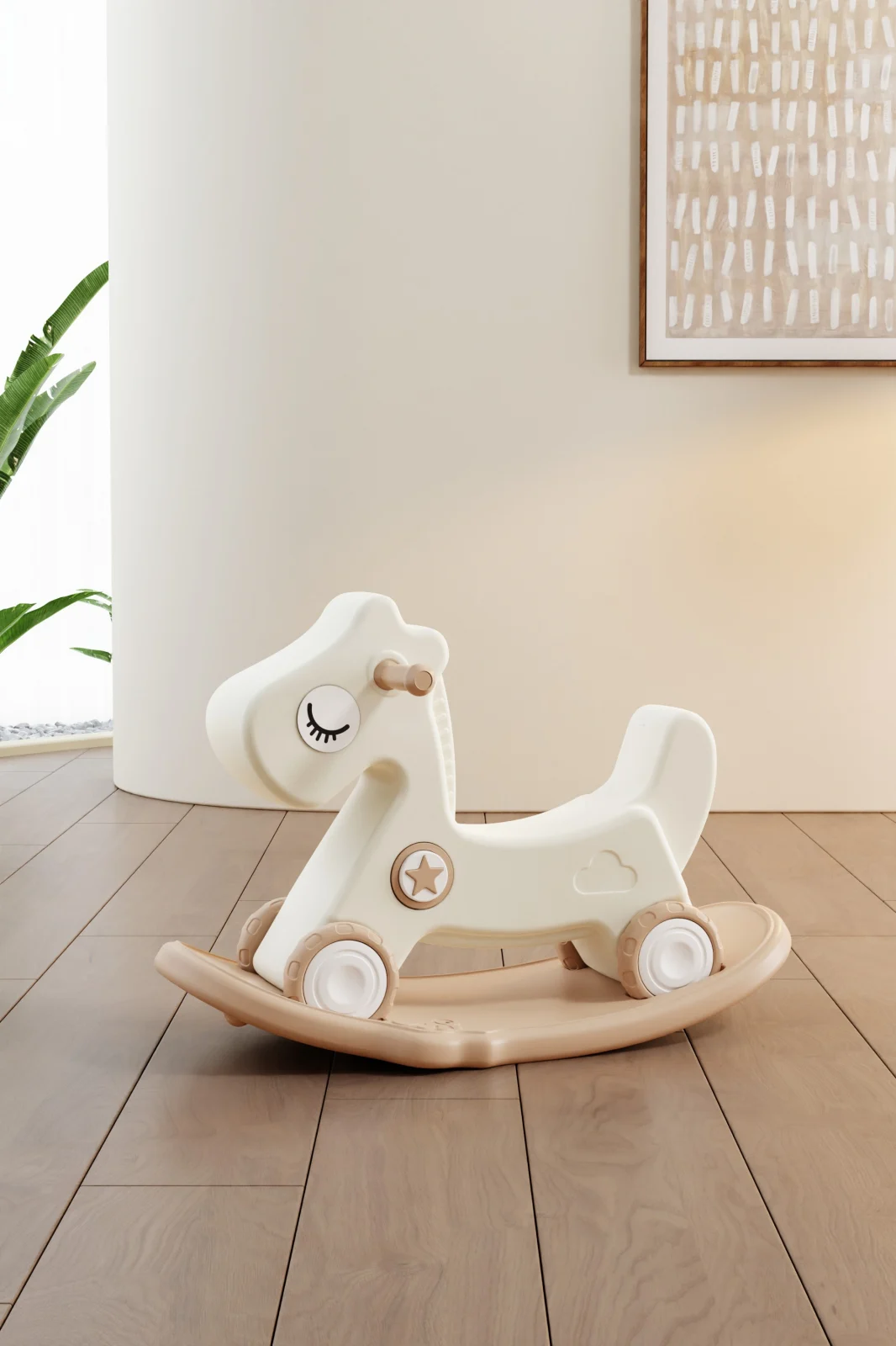 Balansoar și premergător tip căluț, ergonomic, cu sunete interactive, pentru copii 1-4 ani, maro [2]