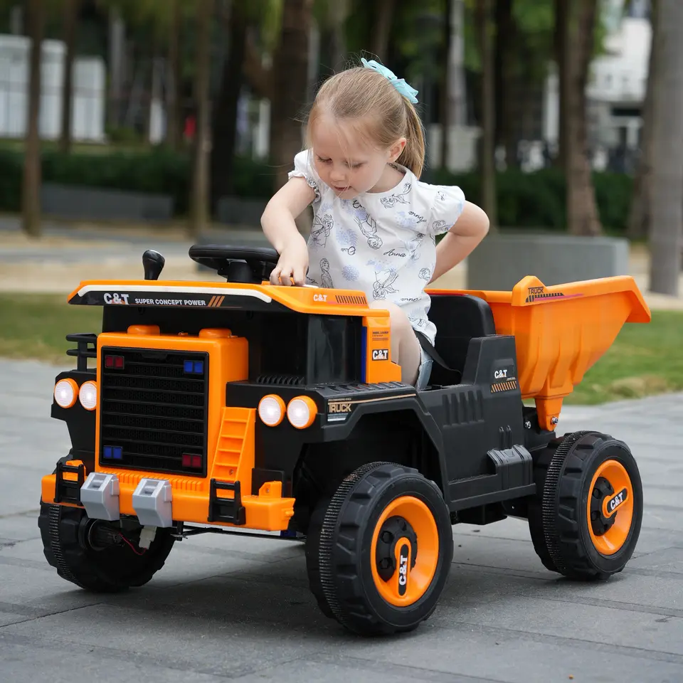 Electric ride-on truck with 2 seats BJDQ818, 120W, 12V 10Ah, PREMIUM equiped, yellow [23]