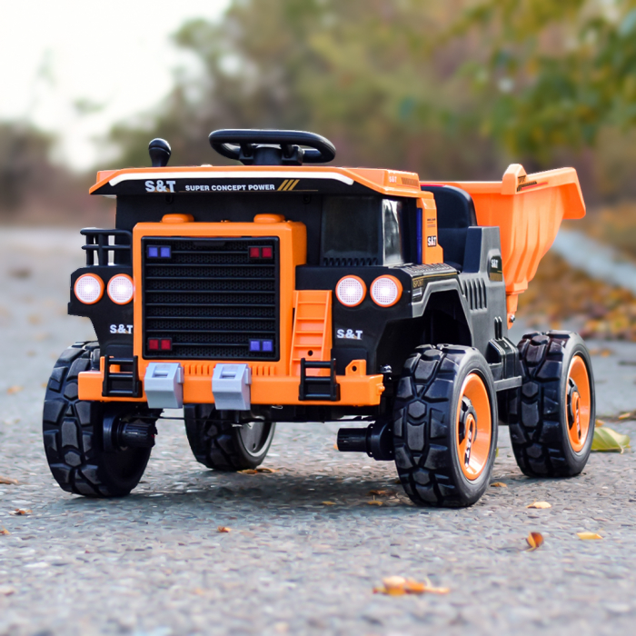 Electric ride-on truck with 2 seats BJDQ818, 120W, 12V 10Ah, PREMIUM equiped, yellow [4]