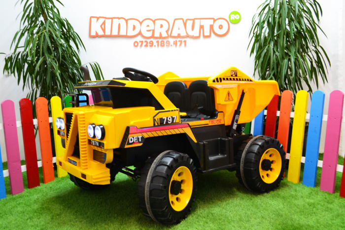 Basculanta electrica copii Kinderauto BJ797A, 4x4, 140W, baterie, 12V, standard, galbena [5]