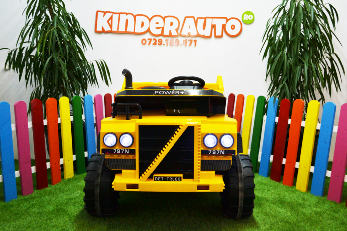 Basculanta electrica copii Kinderauto BJ797A, 4x4, 140W, baterie, 12V, standard, galbena [2]