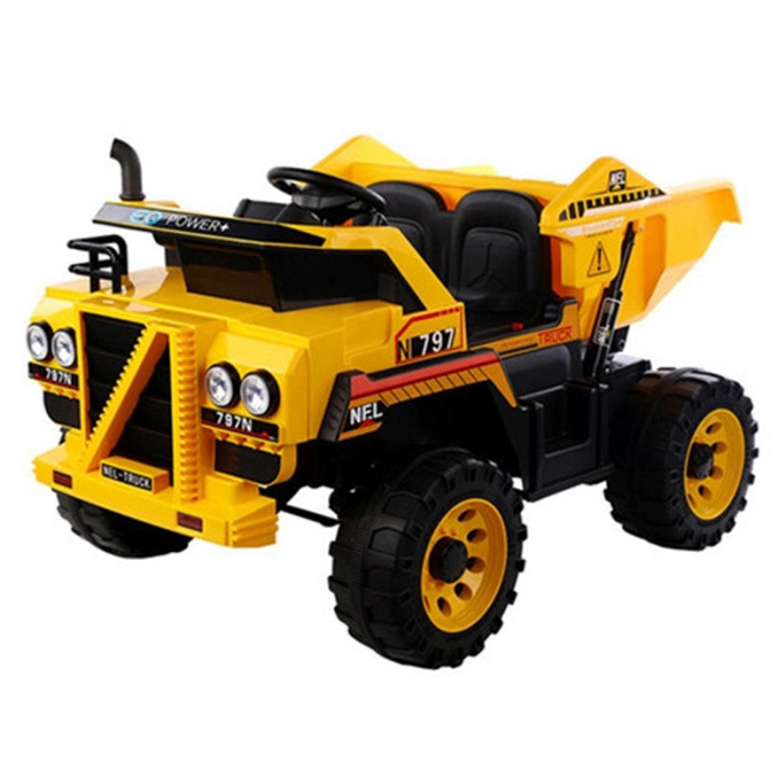 Basculanta electrica copii Kinderauto BJ797A, 4x4, 140W, baterie, 12V, standard, galbena [1]
