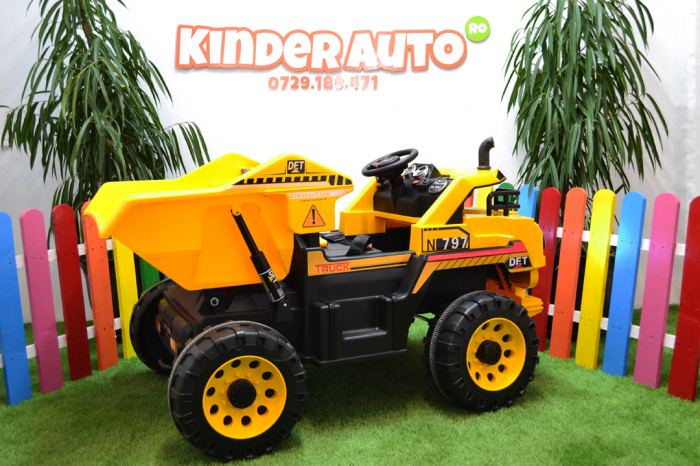 Basculanta electrica copii Kinderauto BJ797A, 4x4, 140W, baterie, 12V, standard, galbena [14]