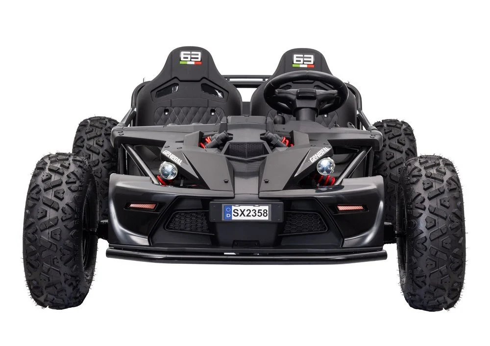 Buggy electric copii, 2 locuri, 800W 48V, roti gonflabile, music player, negru [2]