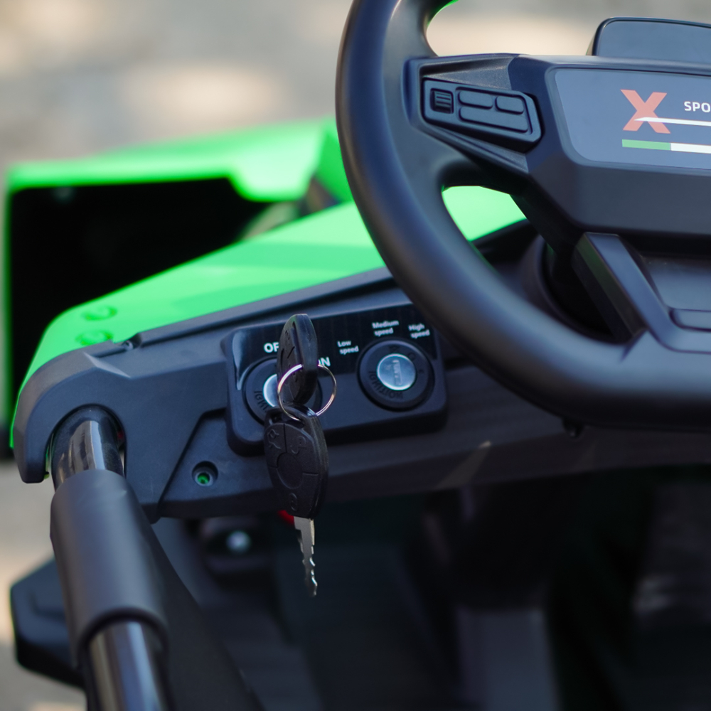 Buggy electric copii, 2 locuri, 800W 48V, roti gonflabile, music player, verde [11]