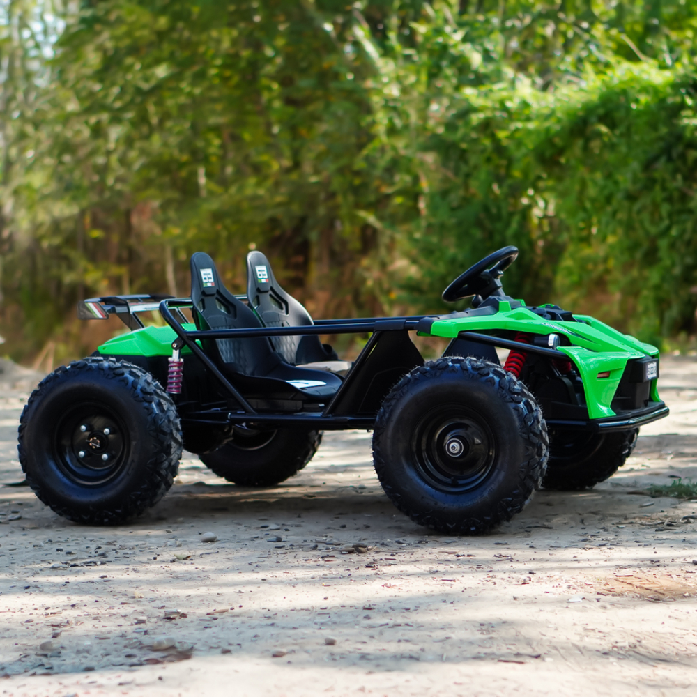 Buggy electric copii, 2 locuri, 800W 48V, roti gonflabile, music player, verde [5]