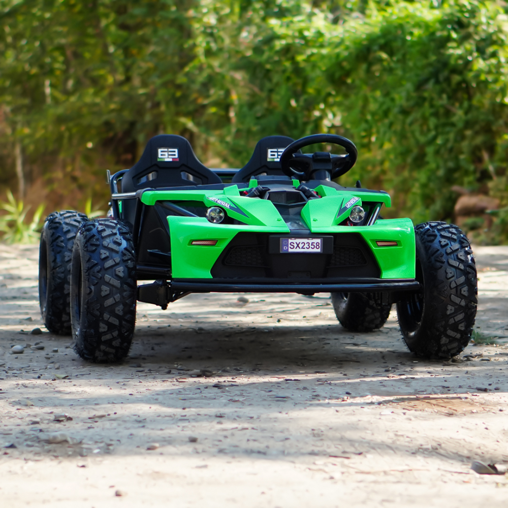 Buggy electric copii, 2 locuri, 800W 48V, roti gonflabile, music player, verde [2]