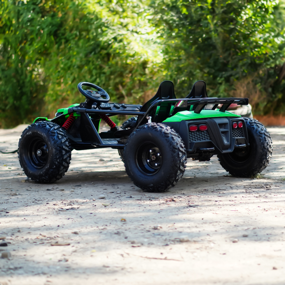 Buggy electric copii, 2 locuri, 800W 48V, roti gonflabile, music player, verde [9]
