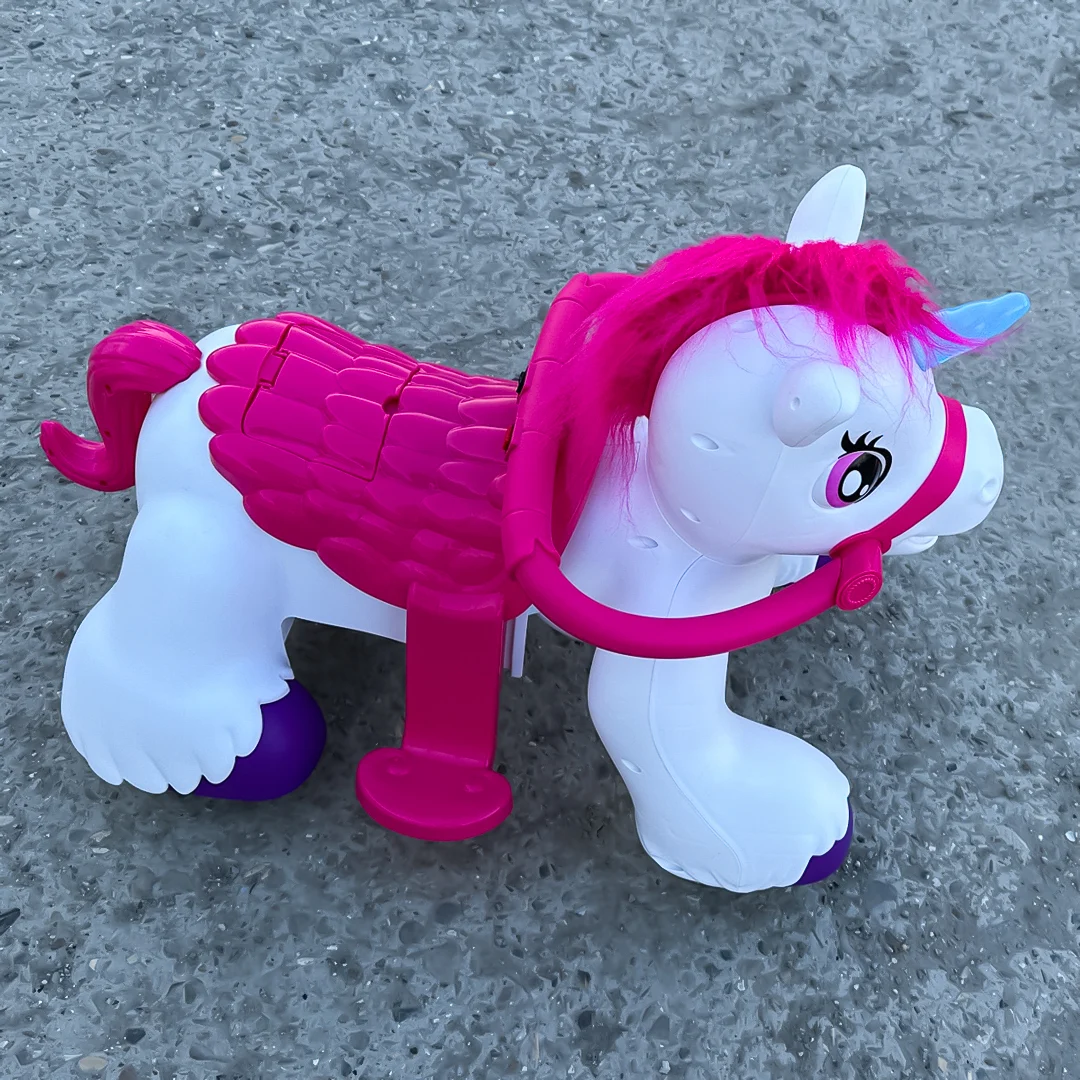Interactive Electric Ride-On Horse with Wheels – Unicorn, for Kids 3–4 Years, 70W, 12V, Pink [13]