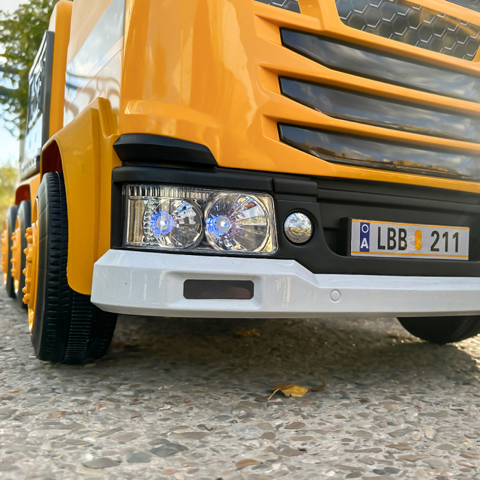 Camion Costrucktor electric cu macara, 140W, 12V-10Ah, galben [14]