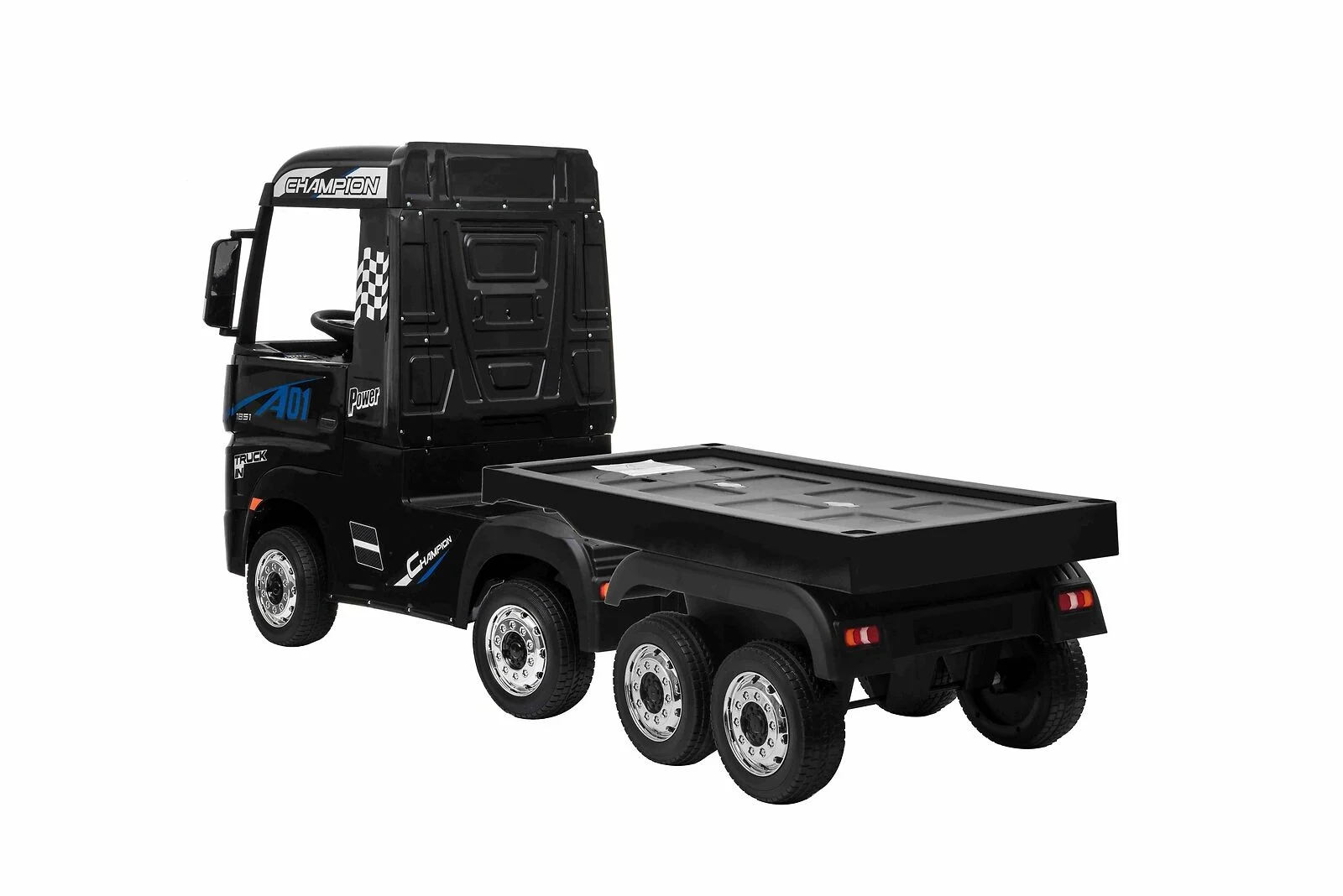 Camion electric copii Mercedes ACTROS cu platforma, 4x4, 180W, 12V, premium, negru [5]