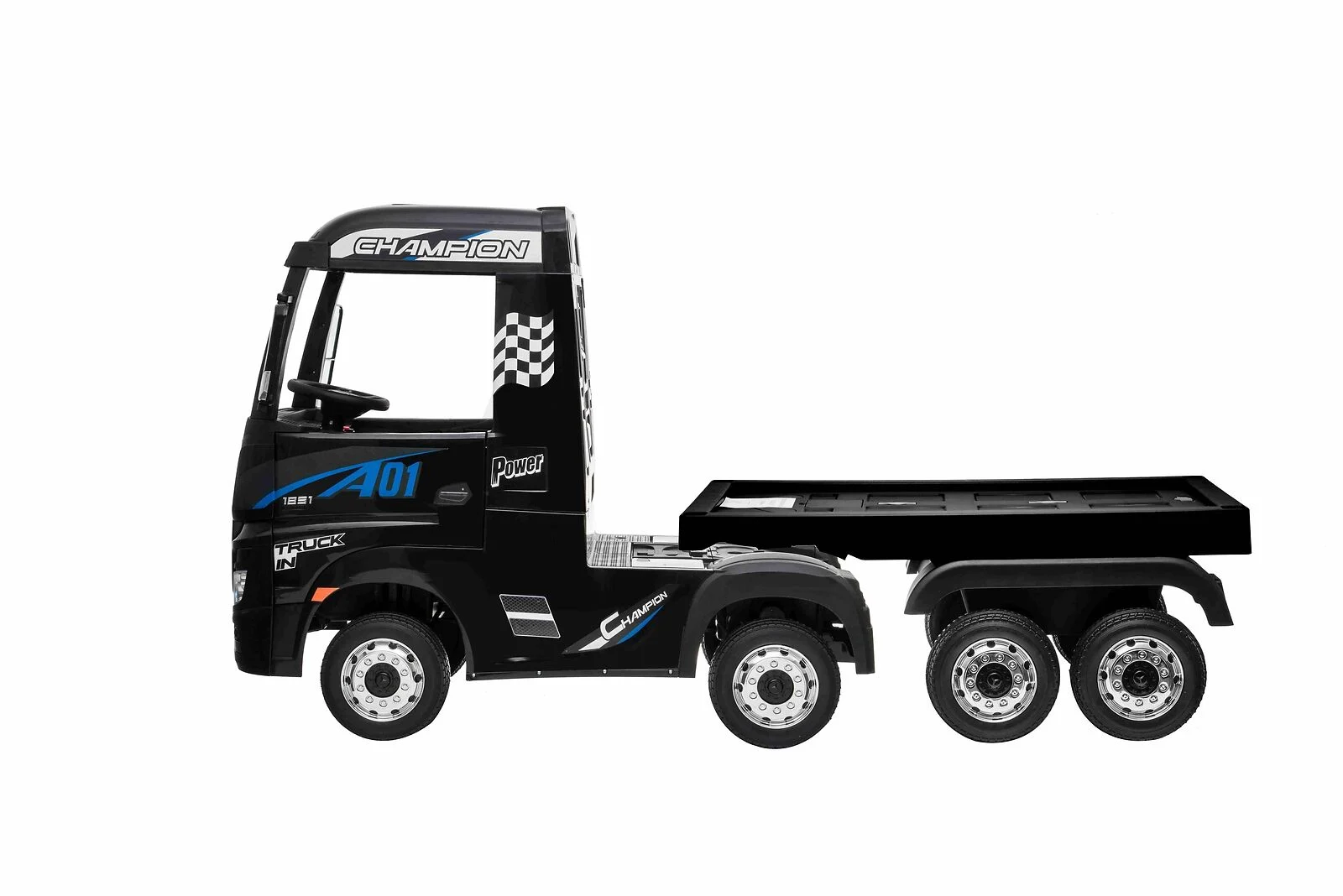 Camion electric copii Mercedes ACTROS cu platforma, 4x4, 180W, 12V, premium, negru [3]