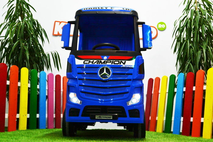 Camion electric copii Mercedes ACTROS, 4x4, 180W, 12V, premium, albastru [3]