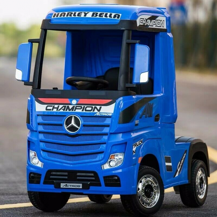 Camion electric copii Mercedes ACTROS, 4x4, 180W, 12V, premium, albastru [16]