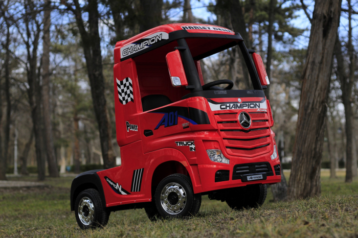 Camion electric copii Mercedes ACTROS, 4x4 180W, 12V, PREMIUM, rosu [1]