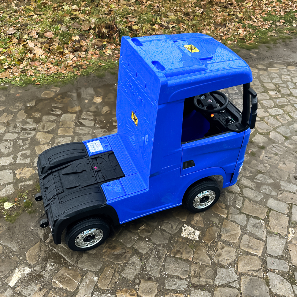 Camion electric pentru copii, SCANIA R-SERIES, tractiune 4x4, 180W, 12V 14Ah, echipare premium, albastru [14]