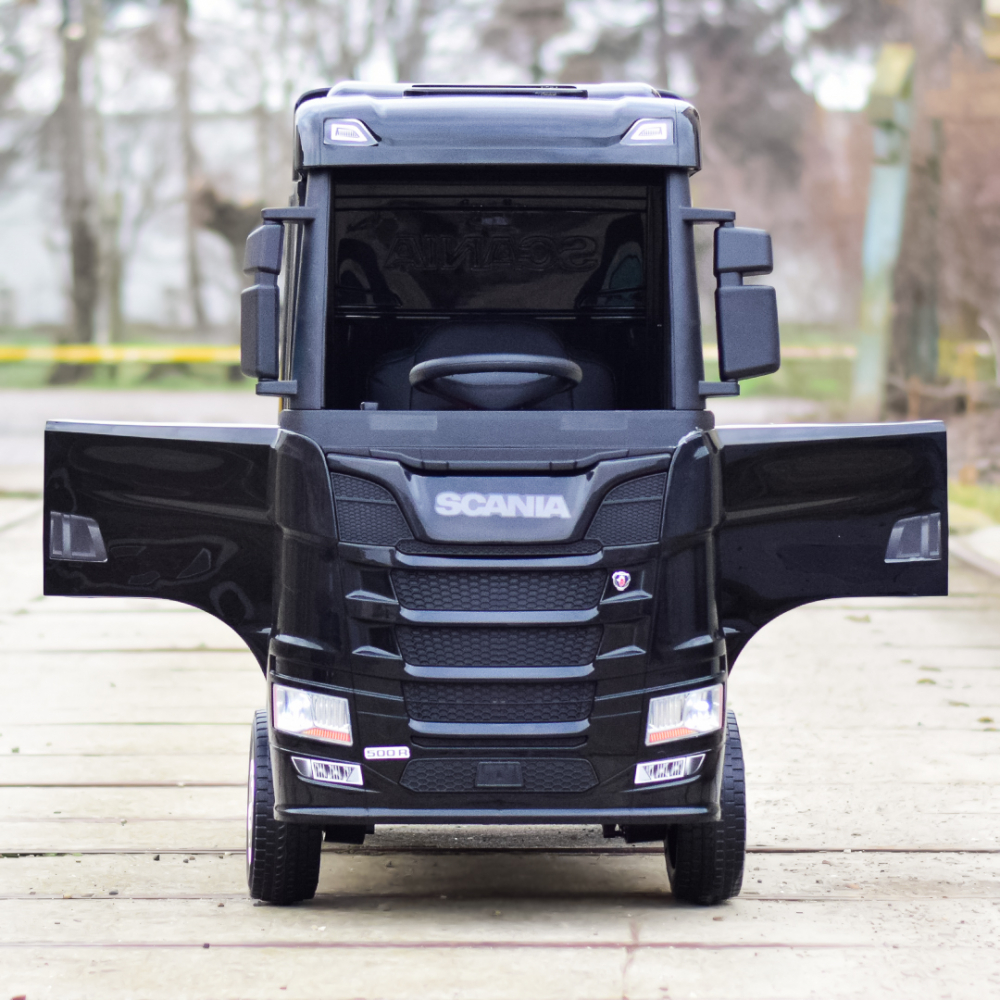 Camion electric pentru copii, SCANIA R-SERIES, tractiune 4x4, 180W, 12V 14Ah, echipare premium, negru [12]