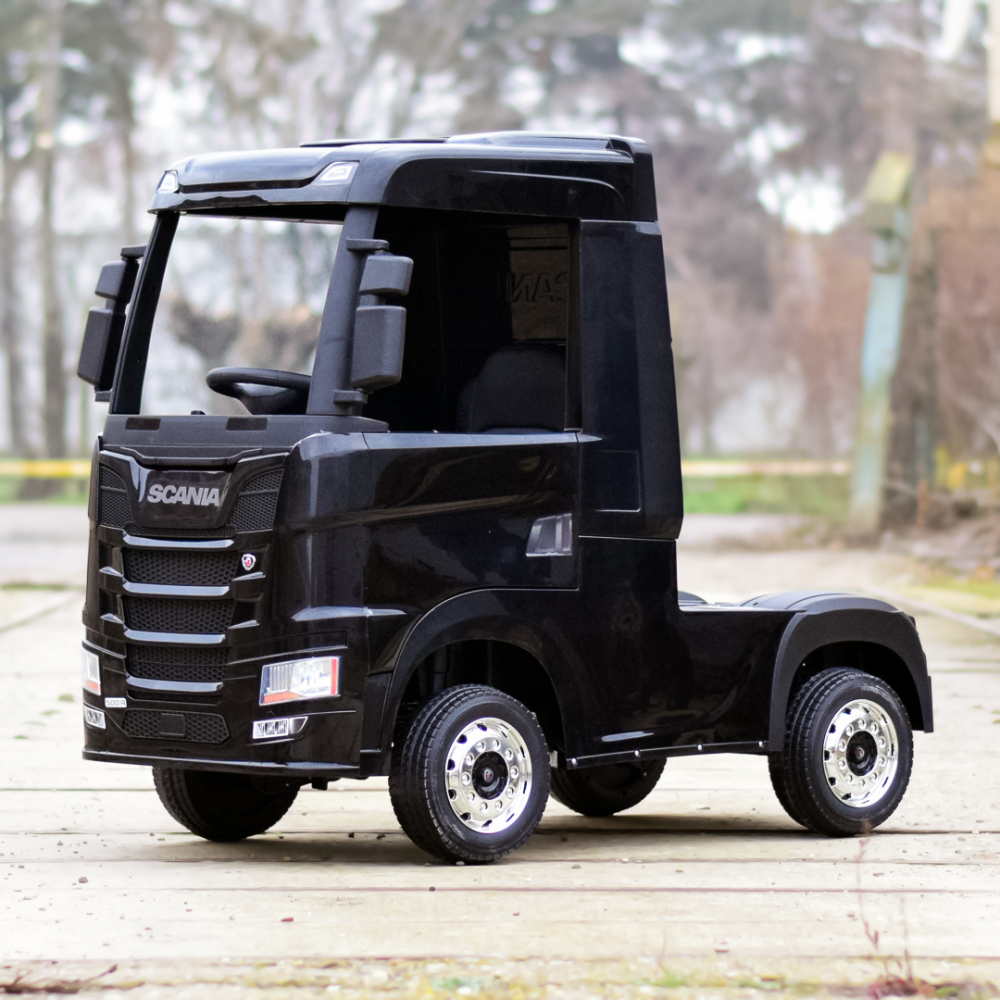 Camion electric pentru copii, SCANIA R-SERIES, tractiune 4x4, 180W, 12V 14Ah, echipare premium, negru [2]