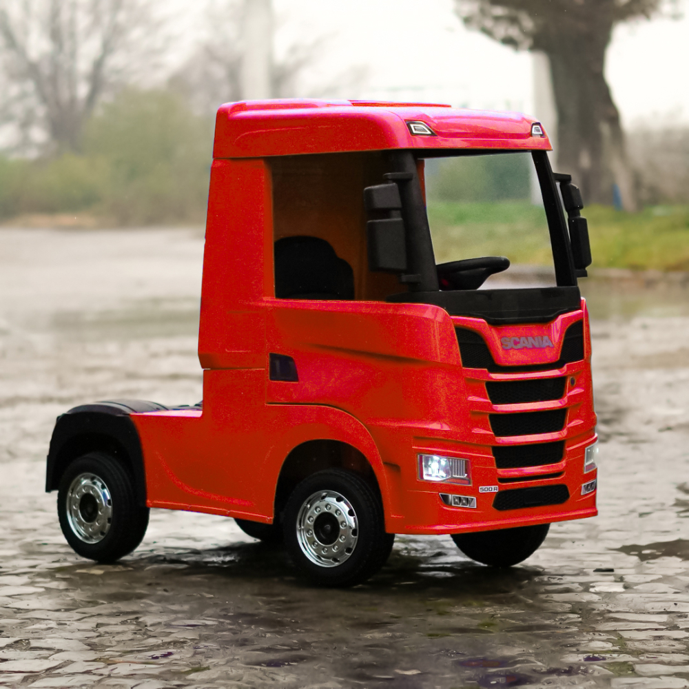 Camion electric pentru copii, SCANIA R-SERIES, tractiune 4x4, 180W, 12V 14Ah, echipare premium, rosu [9]