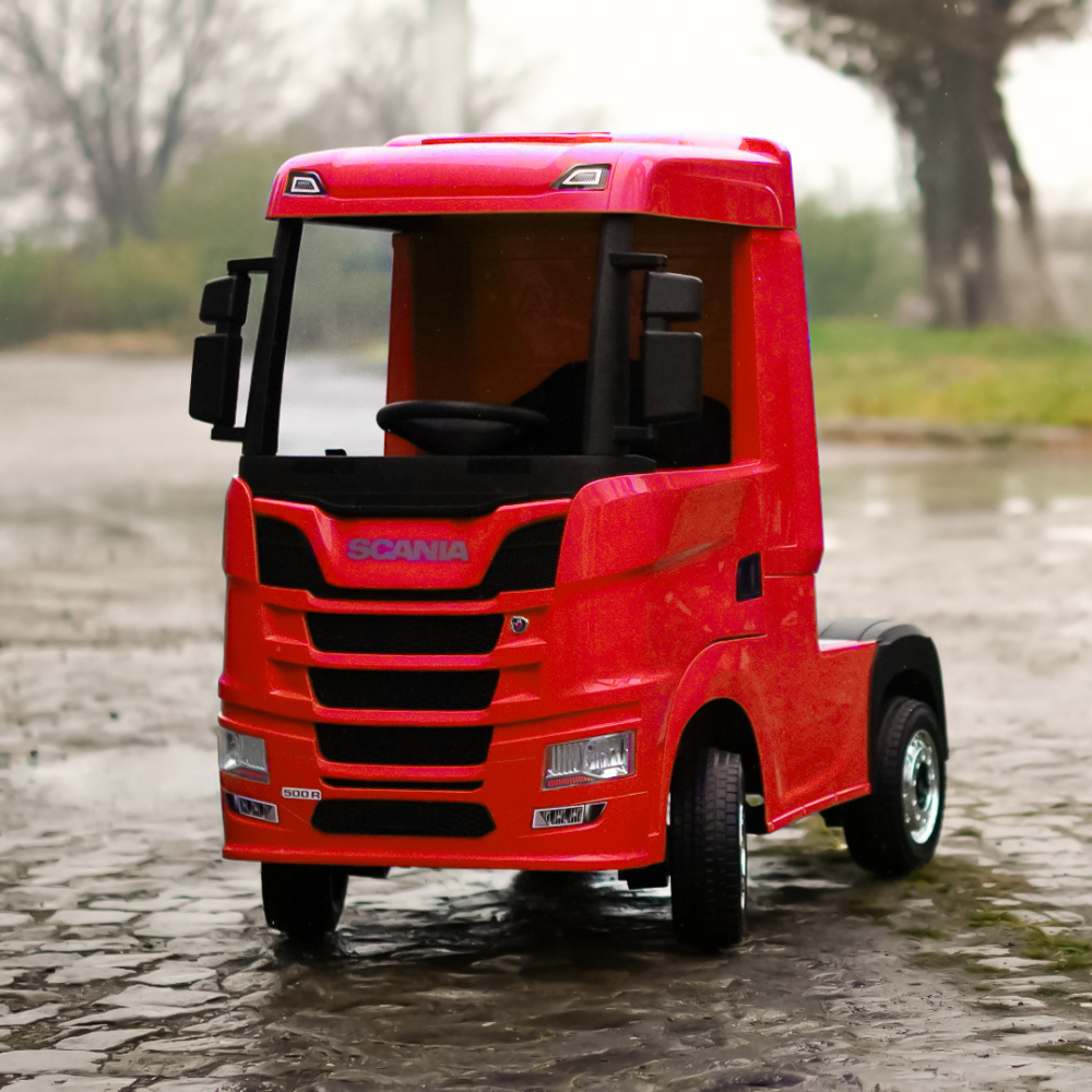 Camion electric pentru copii, SCANIA R-SERIES, tractiune 4x4, 180W, 12V 14Ah, echipare premium, rosu [3]